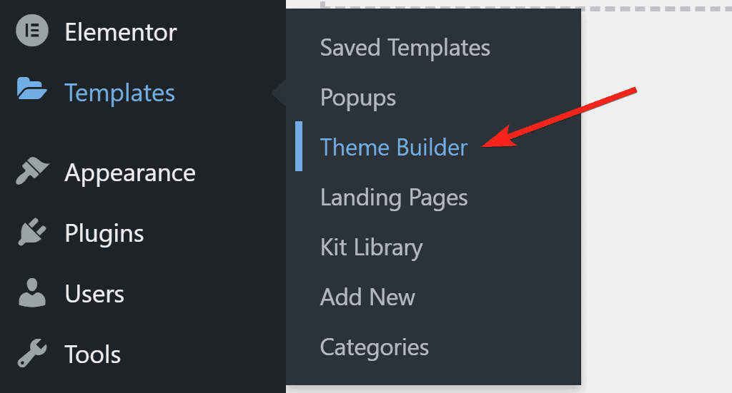 Navigate to Templates Theme builder