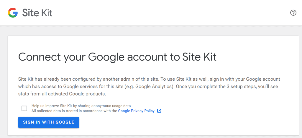 Sign in with Google on Google Site Kit