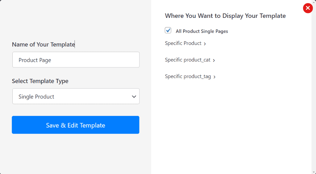 WooCommerce builder template diplay condition