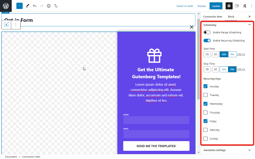 schedule repeated popups